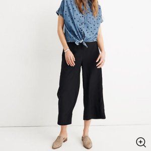 NWT Madewell Huston Pull On Wide Leg Crop Pants in True Black Medium